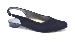 Letnie czółenka z zamszu na płaskim obcasie .