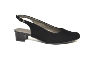 (XXL) Sandały z czarnego zamszu -obcas 4 cm.  